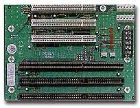 Photo of a Section of a Motherboard Showing Both ISA-bus and PCI-bus Slots.